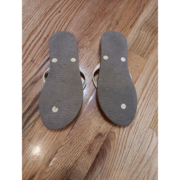 REEF WOMEN's SIZE 9 FLIP FLOPS, TAUPE‎ & METALIC WHITE - Picture 4 of 7